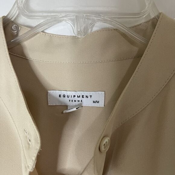 EQUIPMENT beige button down long sleeve blouse top size medium - Picture 3 of 7